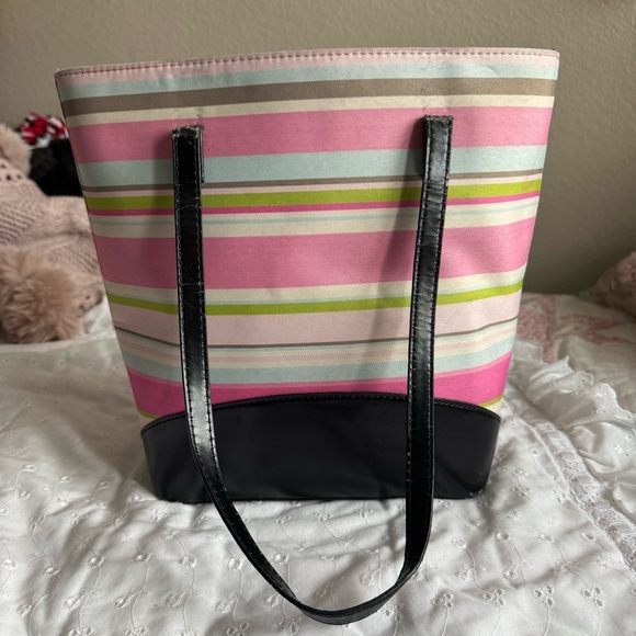 Y2K Vintage Kate Spade Striped Neapolitan Spring Tote Purse - Picture 3 of 10